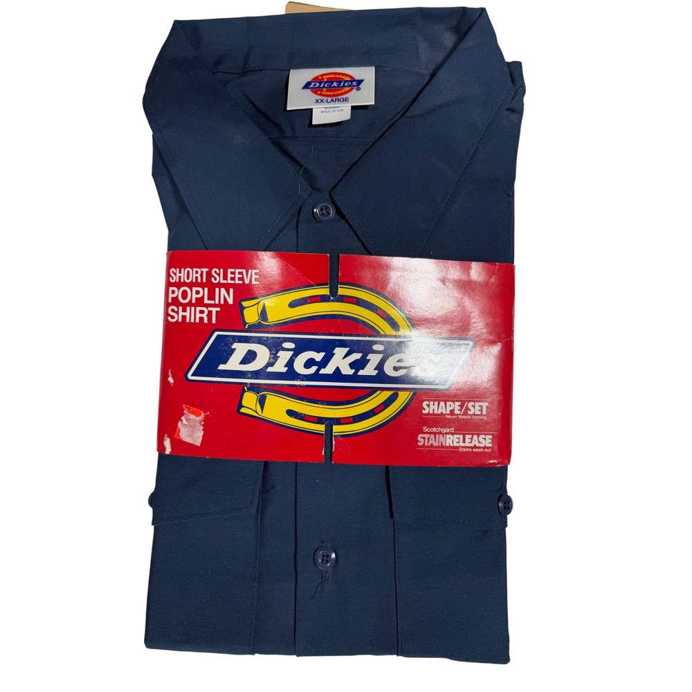 Dickies XX-Large Navy Blue Poplin Shirt Men's Short Sleeve Workwear